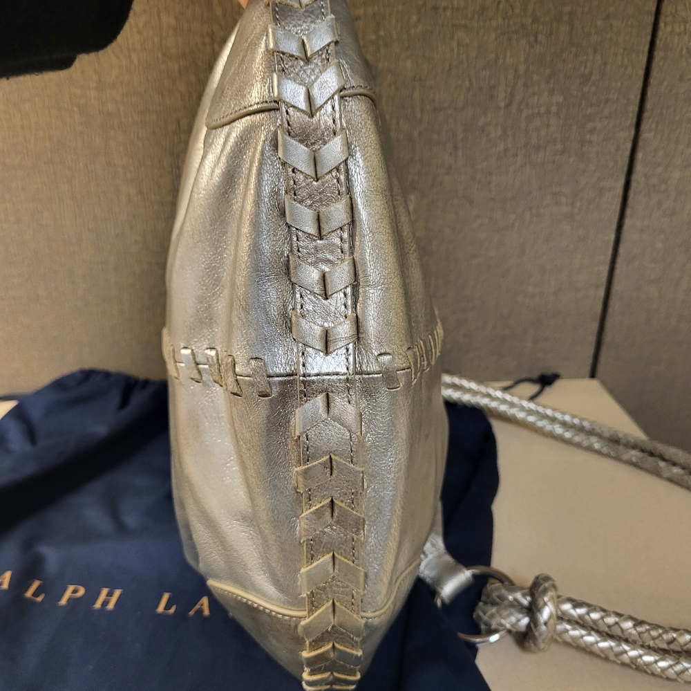 Ralph Lauren Metallic Gold Braided Shoulder Bag with Tassel - Picture 8 of 11